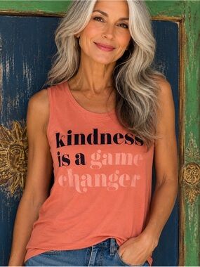 Ethically Made - Crowned Free Graphic Tank “Kindness is a game changer” Size M